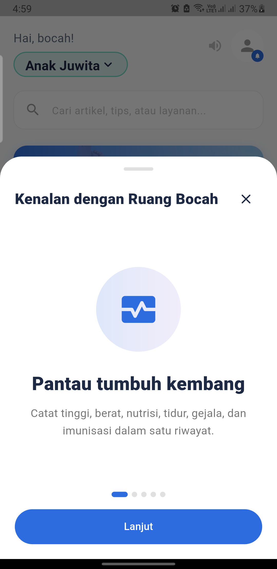 Panduan fitur pertama kali Ruang Bocah